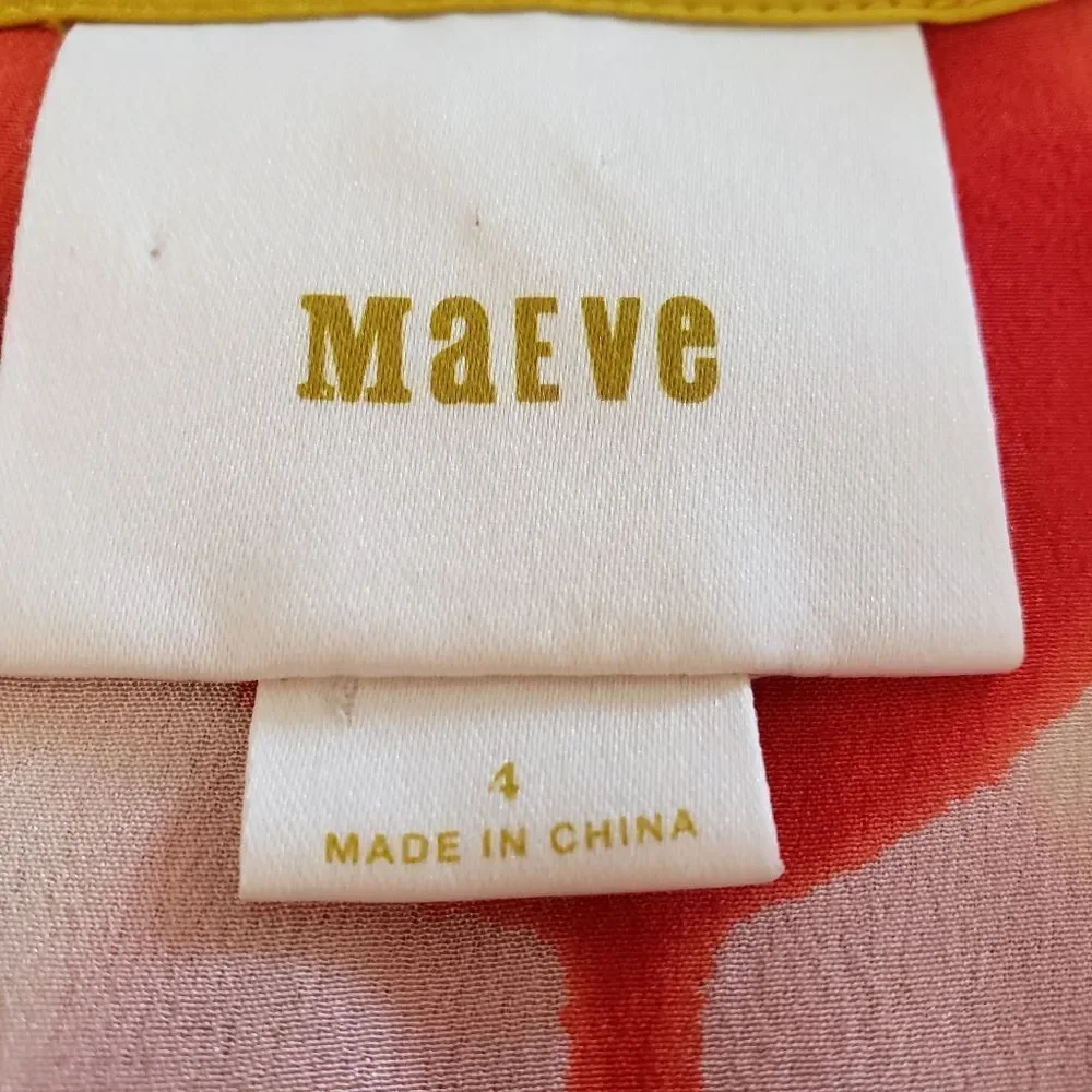 Maeve Silk Sleeveless Mod Top Sz 4